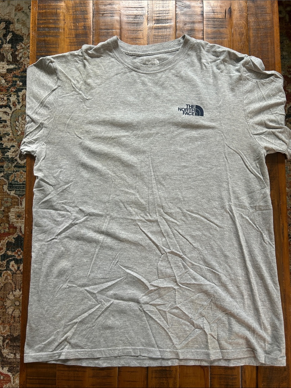 The North Face Short Sleeve Crew Tee in Light Gray with Navy Logo